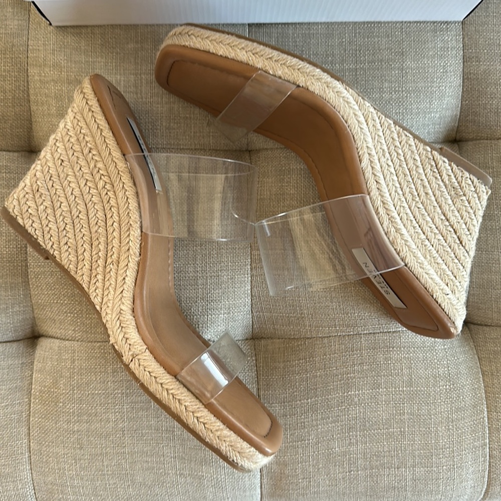 Steven New York Malaya Clear Wedges Size 9.5 - Picture 2 of 9